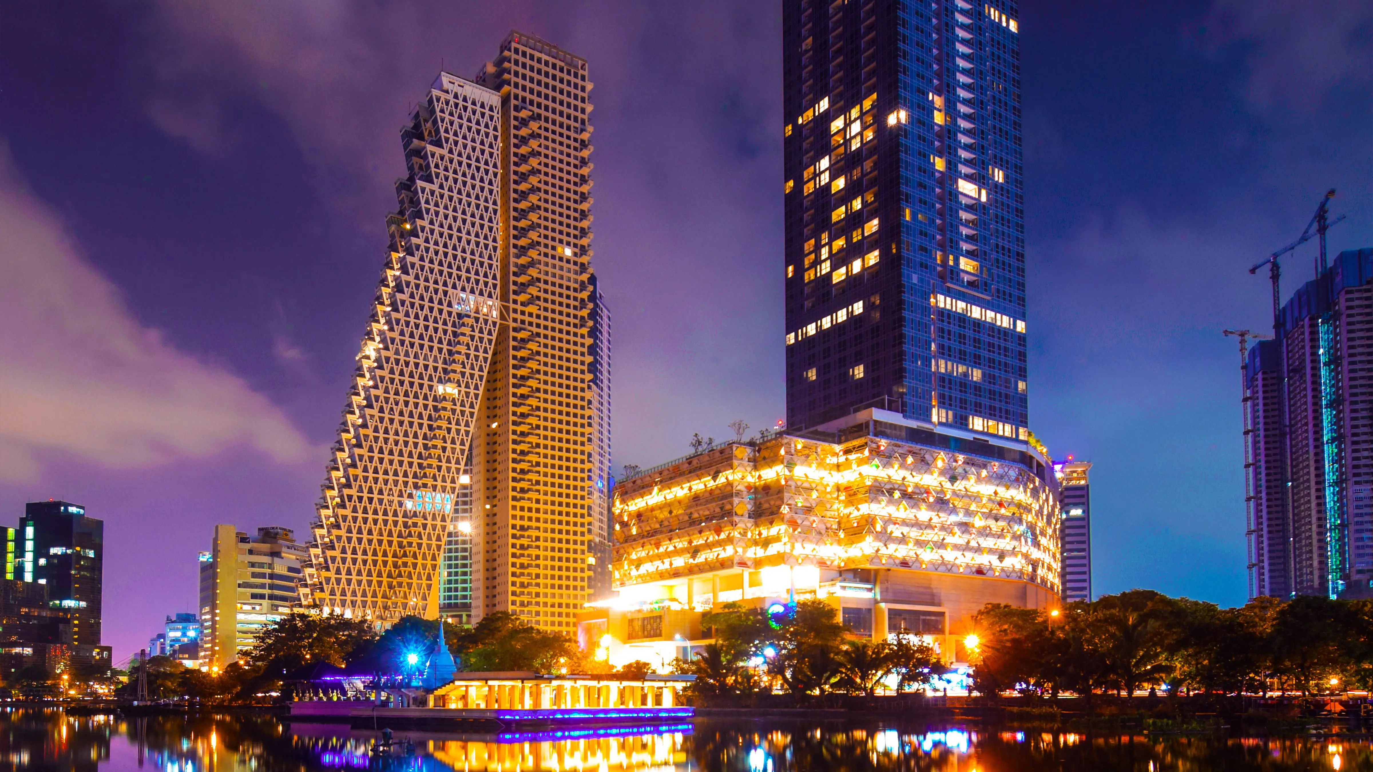 The Colombo skyline after dark, looking across the city